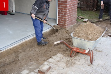 Bodenaushub nach Einbauempfehlung für ACO Self® Standardline: Rinnenstrang mit Einlaufkasten